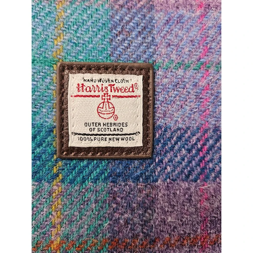 Glen Appin Harris Tweed Wool Plaid Small Backpack Purple Teal Blue Brown Tartan